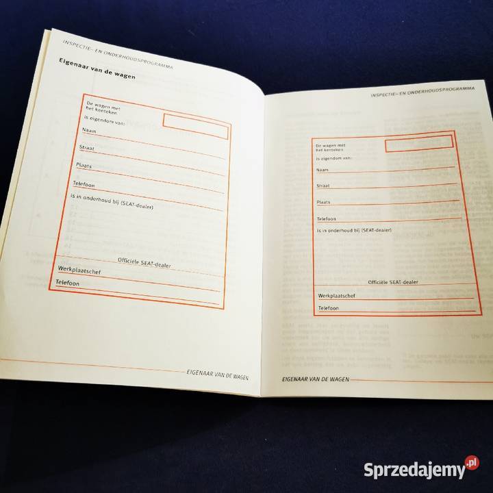Czysta książka serwisowa niemiecka SEAT Jaworzno sprzedam