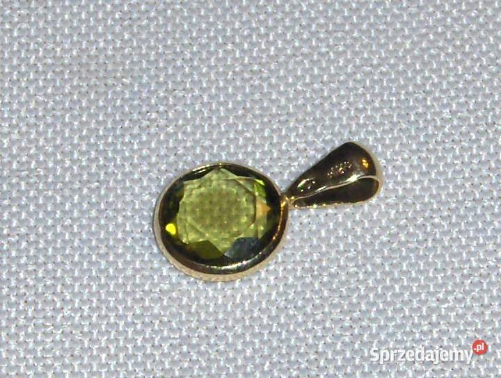 WKruk Złoty 585 wisiorek z zielona cyrkonią Łódź