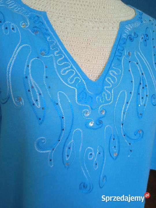 TURKUSOWA LETNIA SUKIENECZKA Z HAFTEM r 42 wielkopolskie Piła