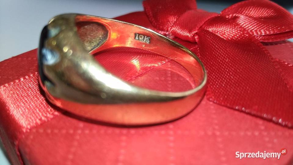 Złoty pierscionek 10K z brązowym szafirem Blachownia sprzedam