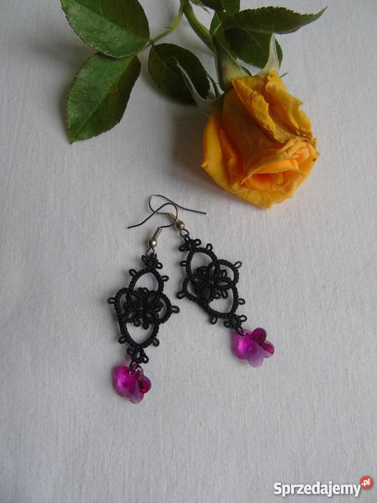 Kolczyki Frywolitkowe Wiśniowa