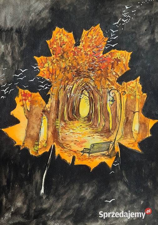 OPOWIEŚĆ LIŚCIA akwarela artystki Adriany Laube Katowice sprzedam
