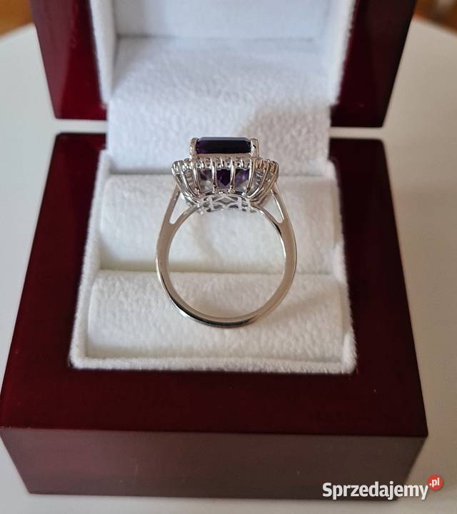 Pierścionek srebro 925 rodowane ametyst Pierścionki Otwock