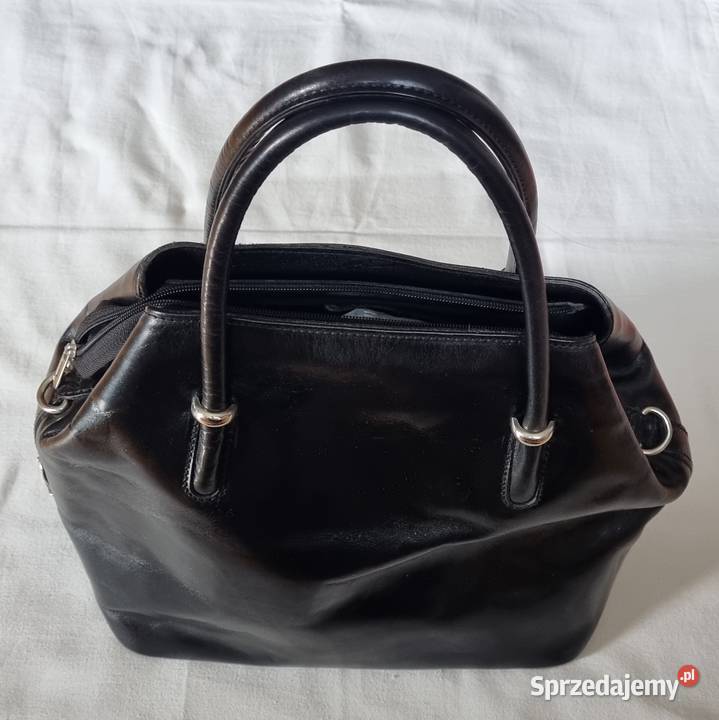 Czarna skórzana torebka kuferek Borse in Pelle Warszawa