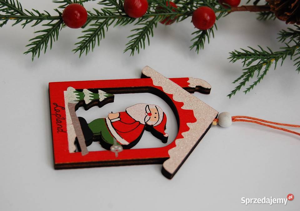 Mikołaj w domku zawieszka drewno Finlandia lubelskie Lublin sprzedam