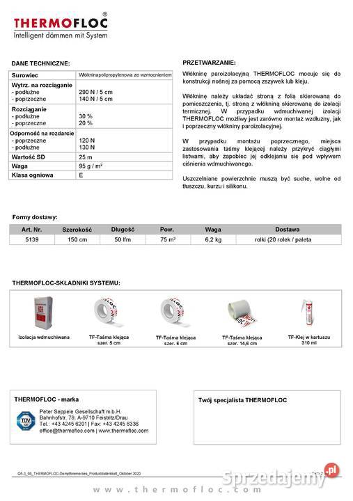 Paroizolacja włóknina paroizolacyjna THERMOFLOC