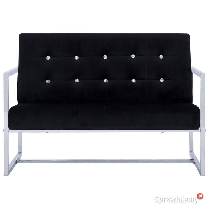 2osobowa sofa z podłokietnikami czarna chrom i mazowieckie Warszawa