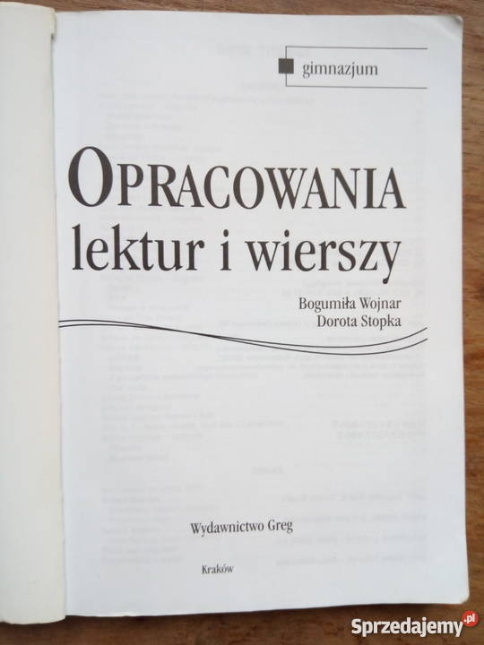 Opracowania lektur i wierszy gimnazjum Książki naukowe i popularnonaukowe Kultura i Rozrywka Dąbrowa Górnicza sprzedam