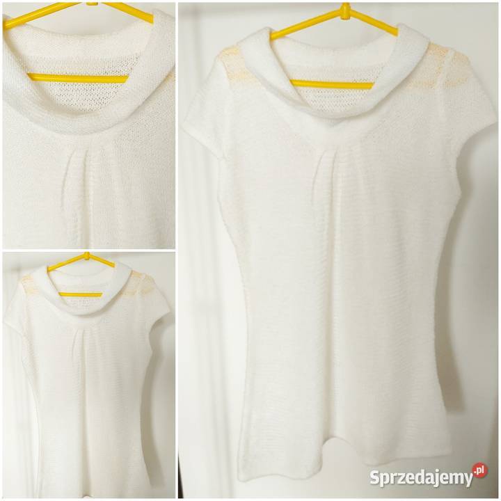 Bezrękawnik bluzka biała rozmiar M z dzianinki Bez wzoru Lublin