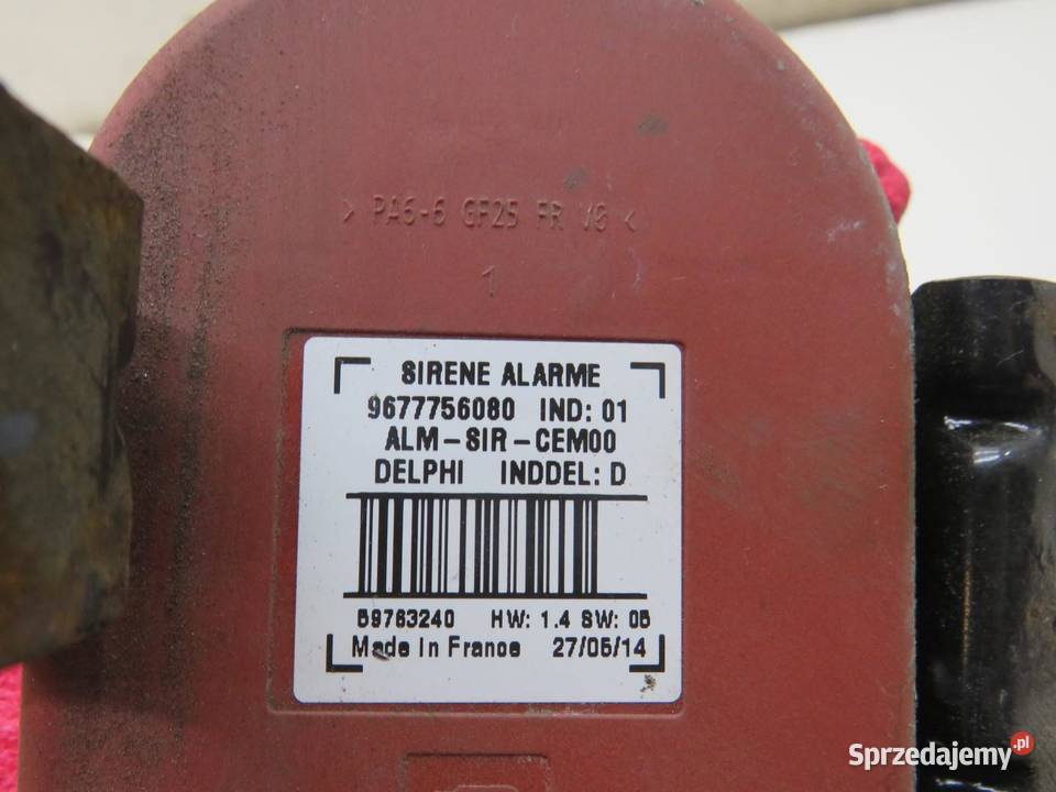 SYRENA ALARMU KLAKSON PEUGEOT 308 T9 9677756080 osobowe