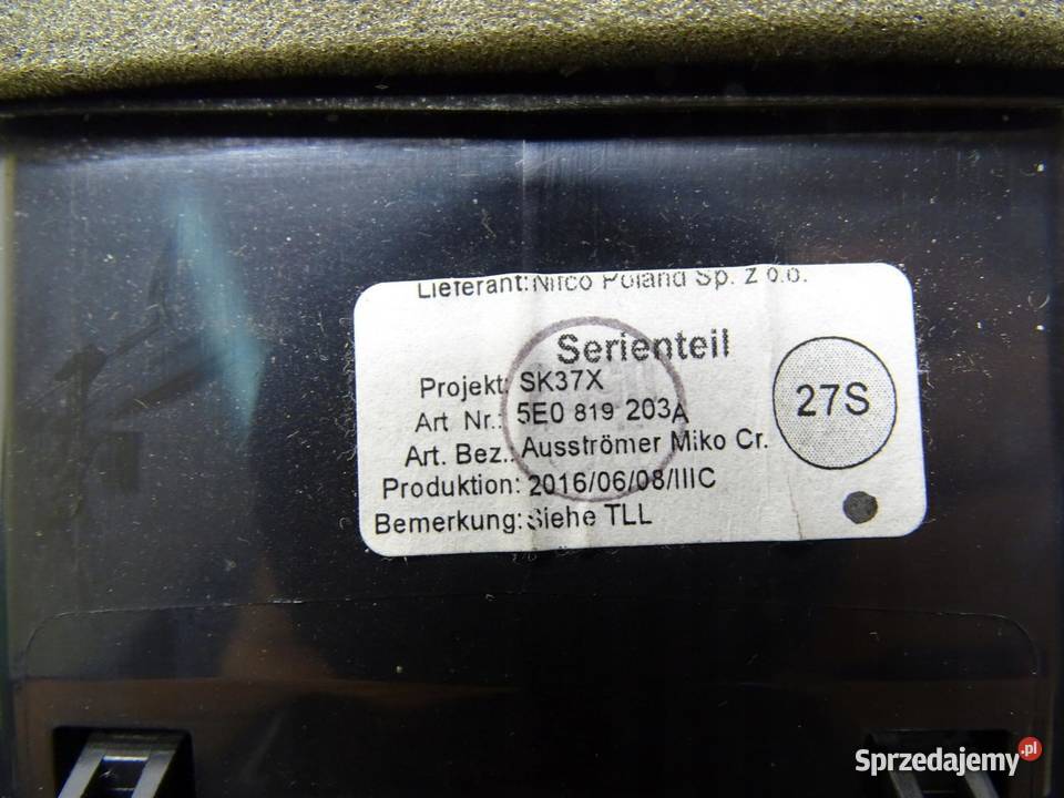 KRATKA NAWIEWU TUNELU TYŁ TYLNA SKODA OCTAVIA osobowe