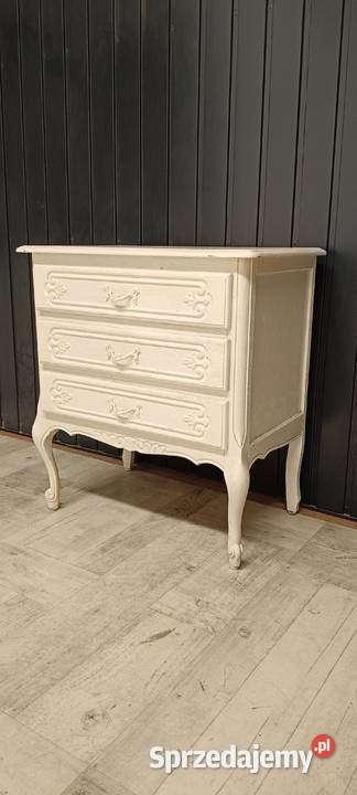 komoda ludwikowska z szufladami biała drewniana Radomsko
