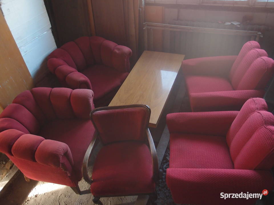 Starocia z PRLu stylowe fotele i ława Art deco