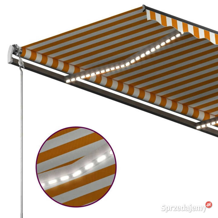 Ręcznie zwijana markiza z LED 3x25 m żółtobiała mazowieckie Warszawa
