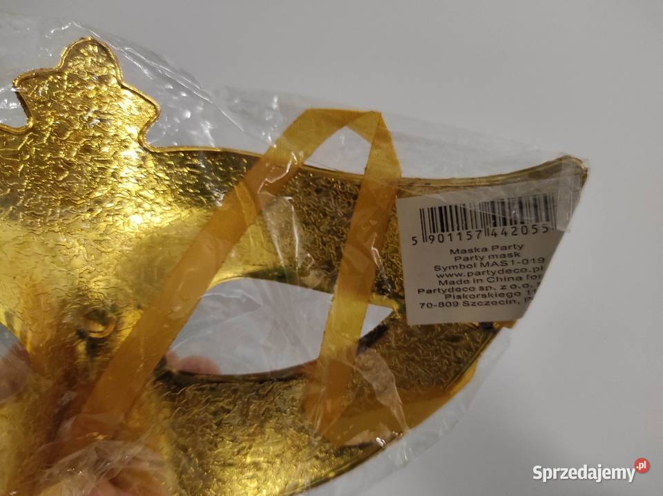 Złota maska karnawałowa nowa Pozostałe Płock