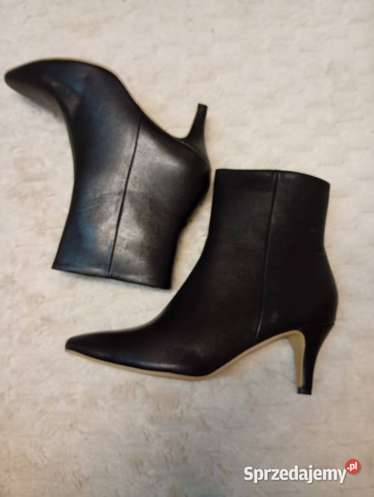 4142 Czarne Botki wieczorowe Top Vintage NOWE czarny