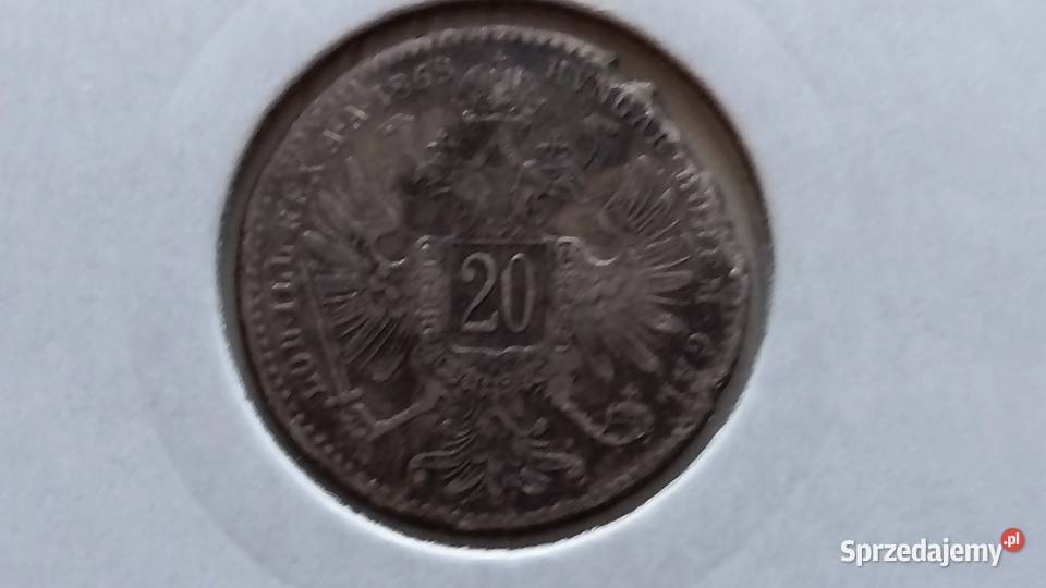 Moneta 20 krajcarów 1868 r Austria srebro Mosina