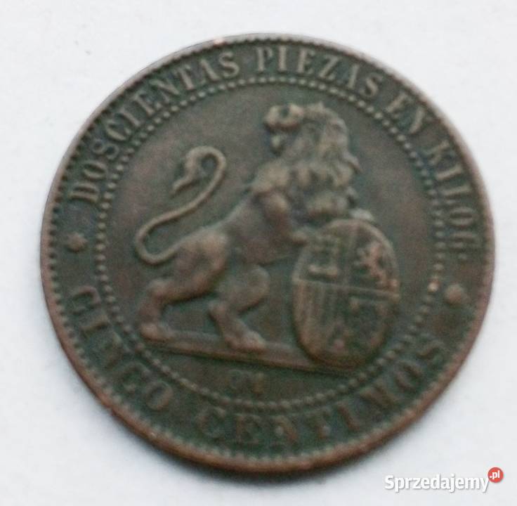 HISZPANIA5 CENTIMÓW1870 r Legionowo