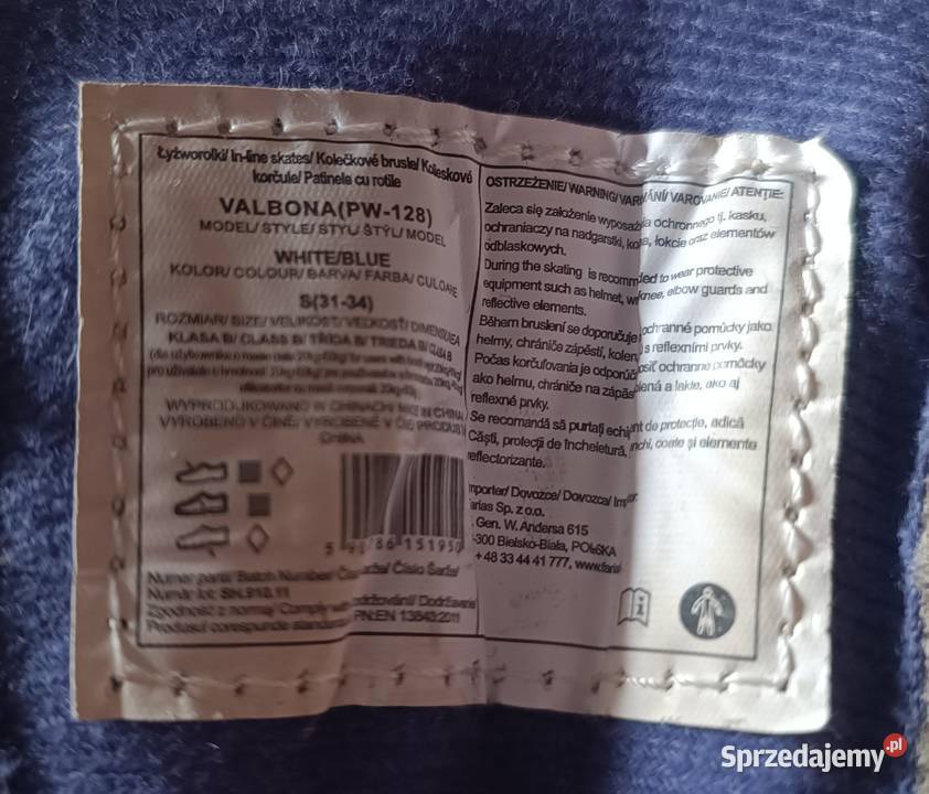 Łyżworolki VALBONA model PW128 rozmiar S Pozostałe sprzedam