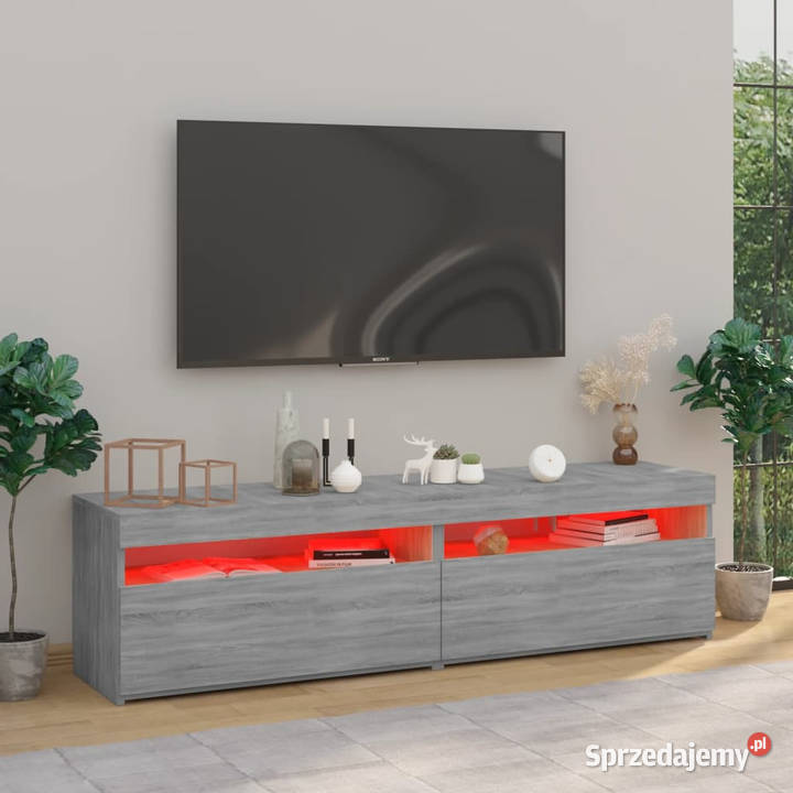 Szafki pod TV z LED 2 szary dąb sonoma 75x35x40 Warszawa