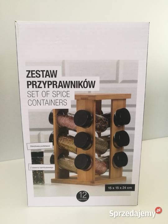 Nowy bambusowy stojak obrotowy na przyprawy Akcesoria kuchenne Dębica
