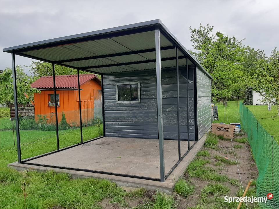 Grafitowy Garaż Blaszany Schowek Ogrodowy Garaże Ostrowiec Świętokrzyski