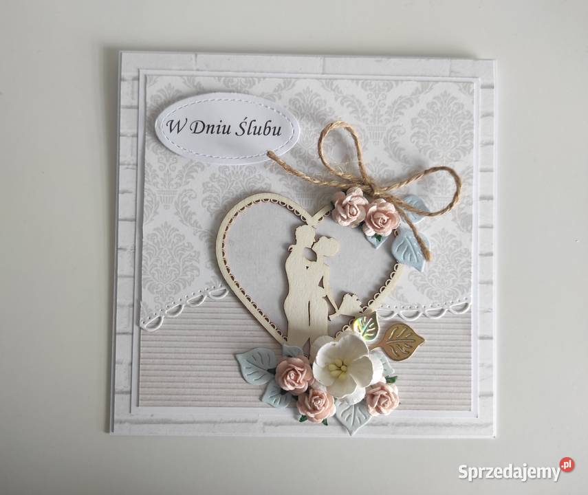 Kartka na ślub ręcznie robiona handmade serce łódzkie Łódź sprzedam