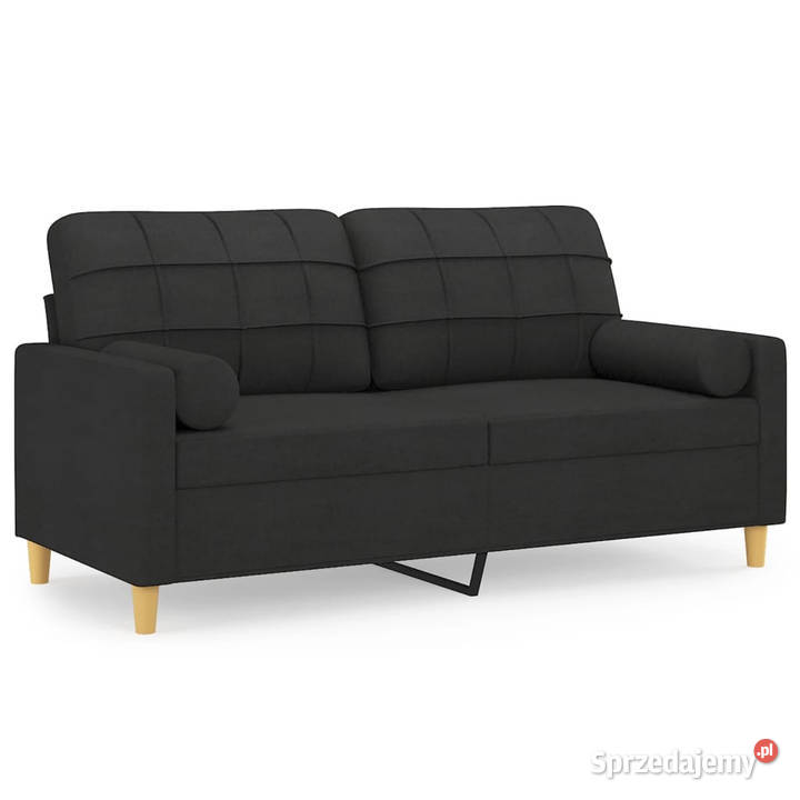 2osobowa sofa z poduszkami czarna 140 tkanina