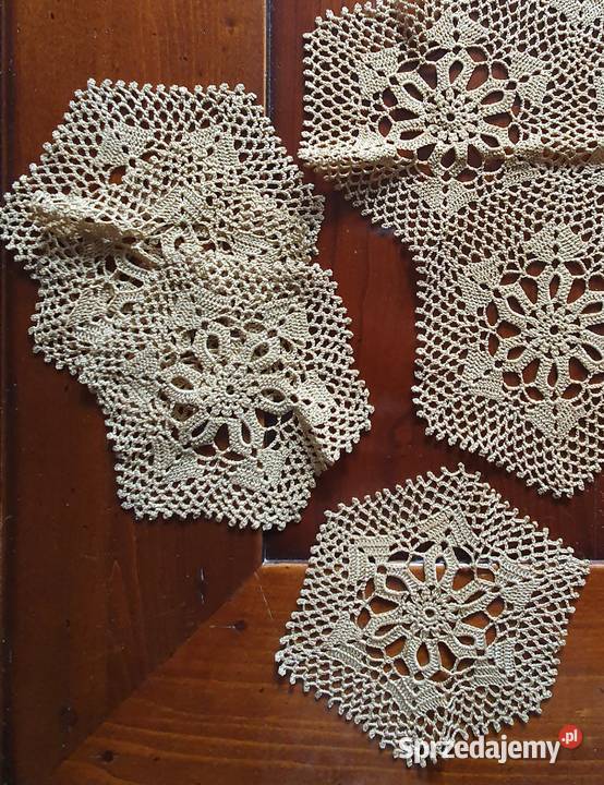 SERWETKI KORONKOWE ręcznie wykonane beżowe Obrusy i serwety
