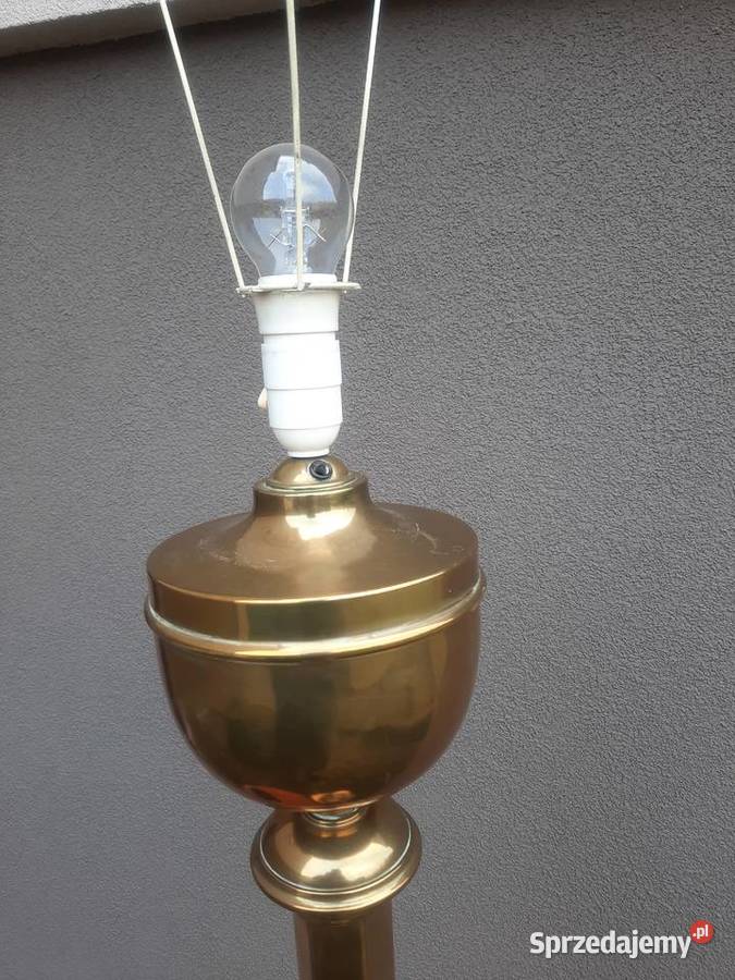 Duża secesyjna lampa stojąca podłogowa mosiądz