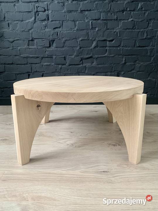 Stolik kawowy dębowy okrągły handmade