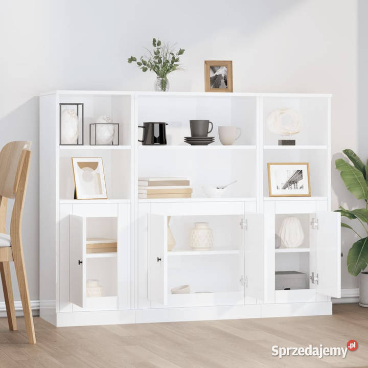 Wysokie szafki 3 białe z połyskiem WM3185305 Szafki Warszawa