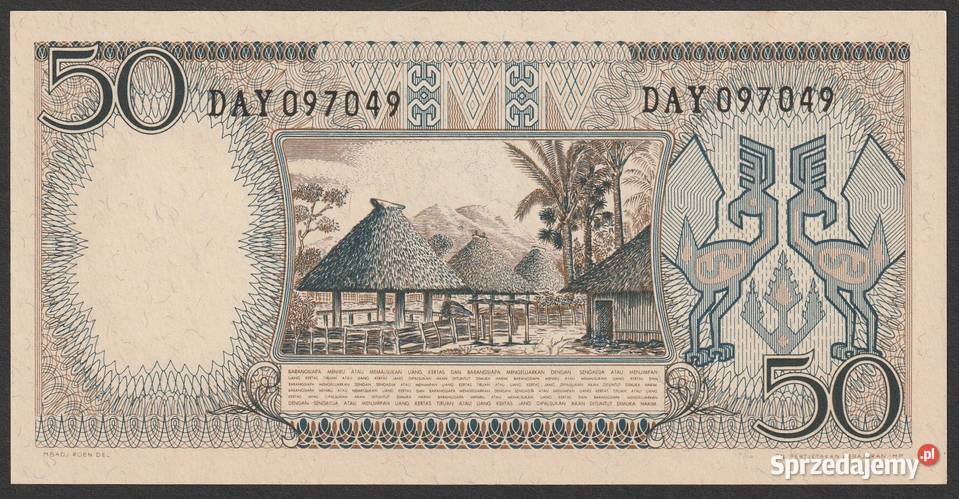 Indonezja 50 rupiah 1964 STAN BANKOWY UNC Łódź