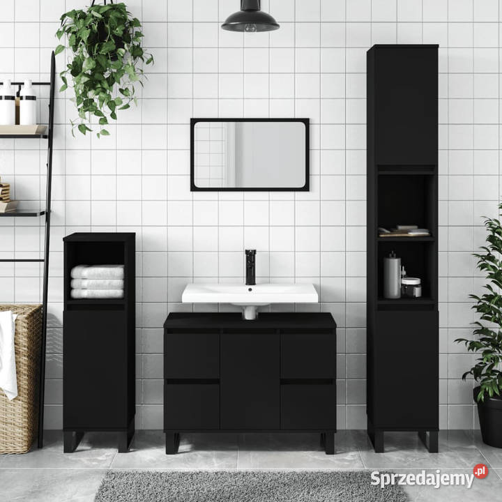 Szafka łazienkowa czarna 80x33x60 materiał Warszawa