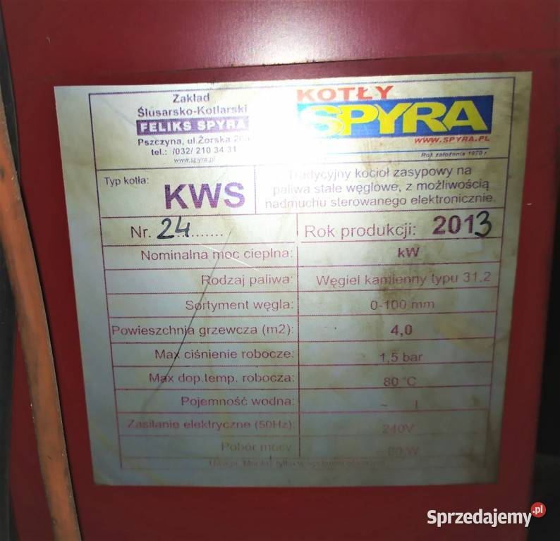 Piec węglowy kocioł węglowy KWS dmuchawa