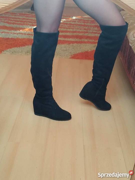 Wysokie kozaki kolano na koturnie 37 Mielec sprzedam