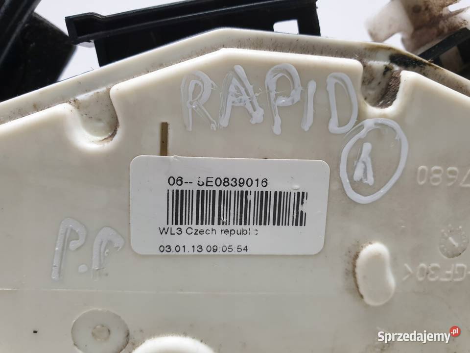 Skoda Rapid ZAMEK DRZWI prawy tył PASAŻERA Europ Rudka