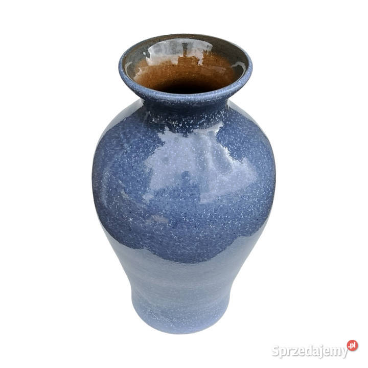 Wazon ceramiczny vintage niebieski szkliwienie Porcelana i szkło Warszawa