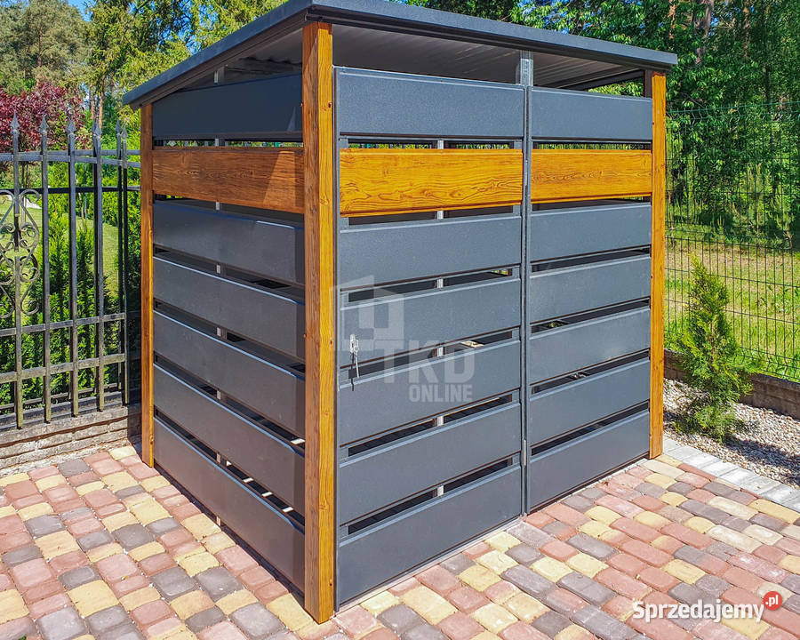 Wiata Śmietnikowa 12x1m drzwi drewnopodobny Jelenia Góra