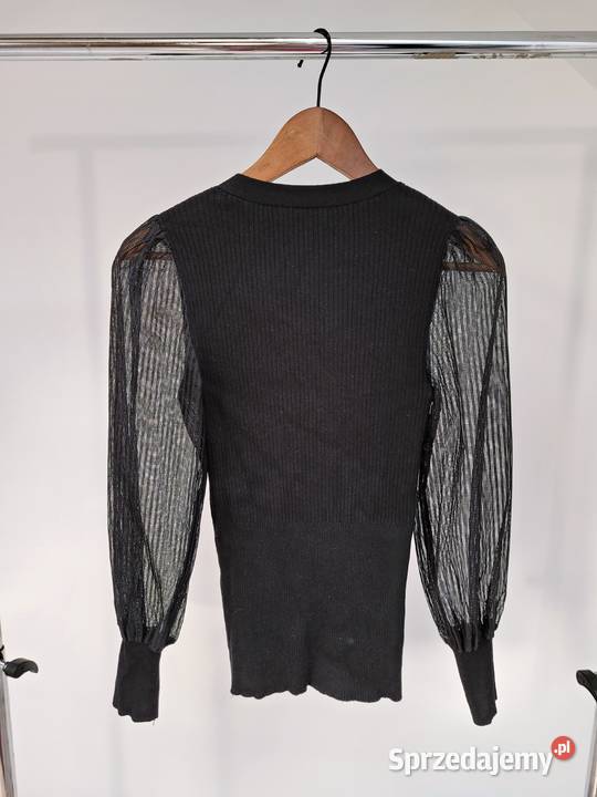 Czarny kardigan dekolt w serek rękawy z sprzedam