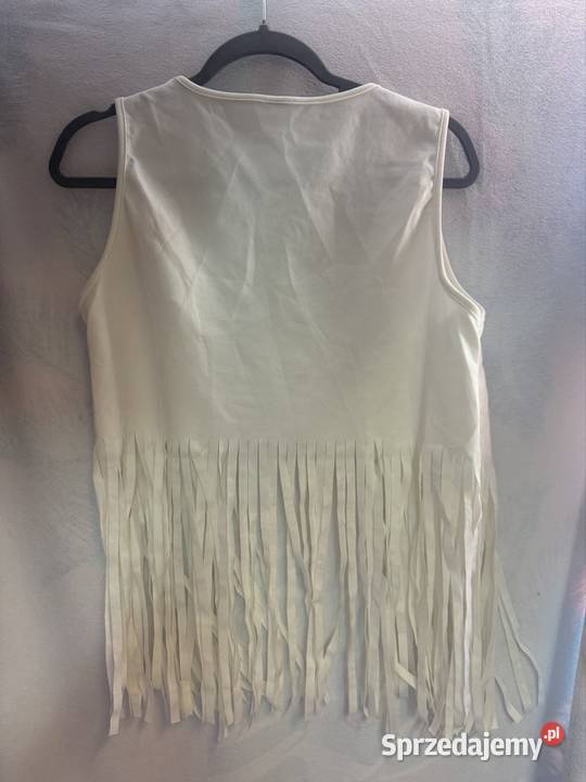 Biała bogato zdobiona frędzlami kamizelka Kraków