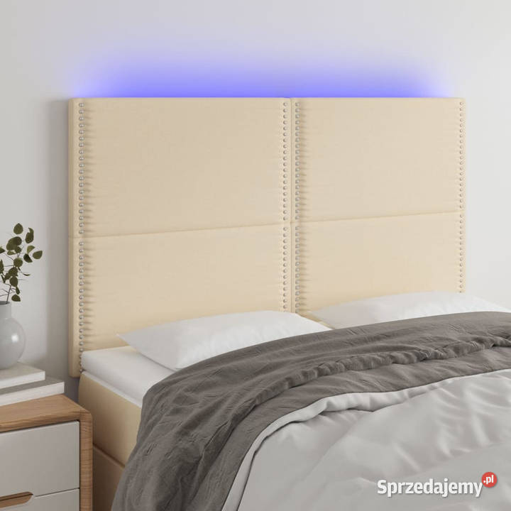 Zagłówek do łóżka z LED kremowy 144x5x118128 Warszawa
