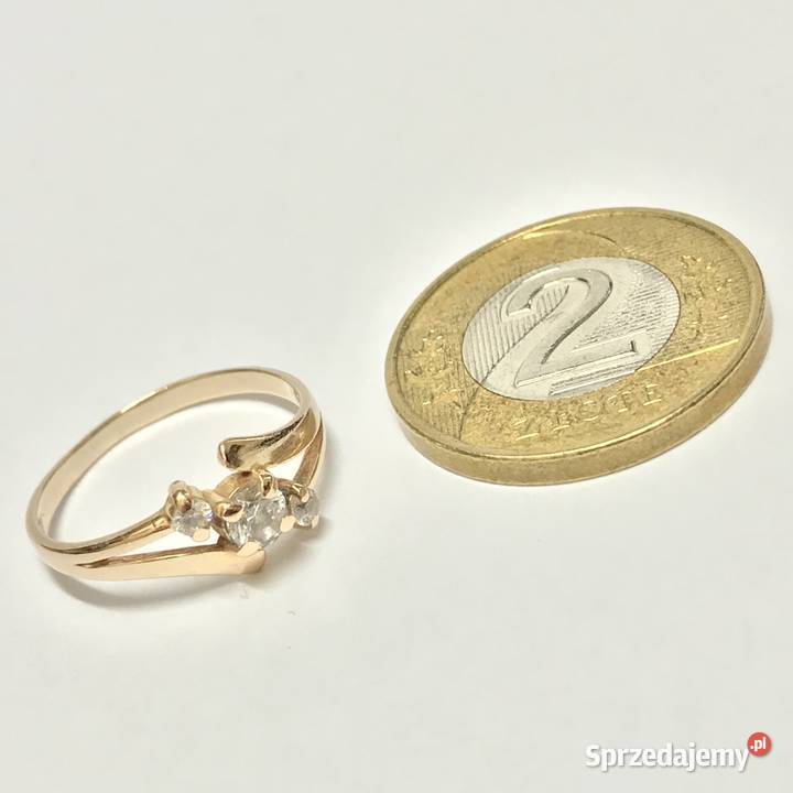 Złoty PIERŚCIONEK 14K KAMIENIE KRÓLEWNY r 8 Warszawa