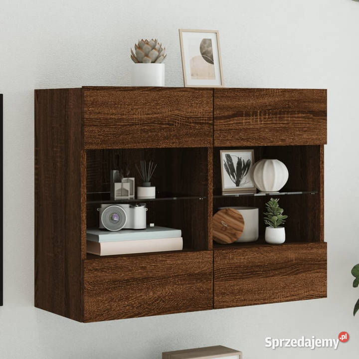 Ścienna szafka TV z LED brązowy dąb 785x30x605 Warszawa sprzedam