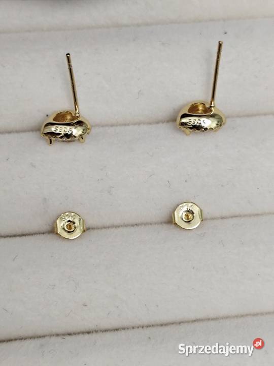 Złote kolczyki serduszka Pandora srebro Zgierz