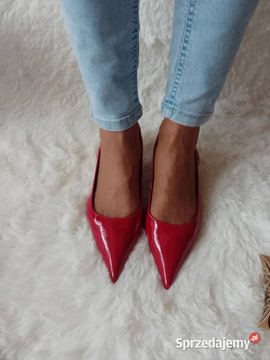 40 ASOS Czerwone czółenka z odkrytą piętą z 25.4cm Kraków
