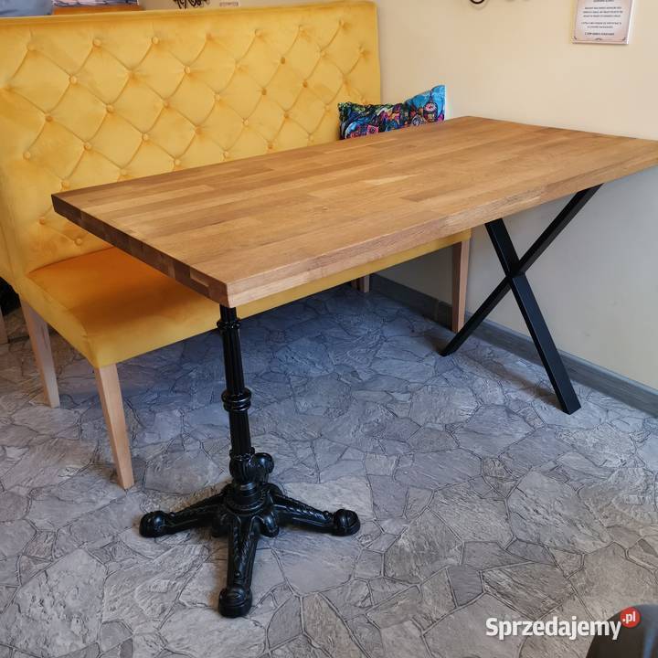 Stoliki dębowe na żeliwnych nogach 77cm Kępno sprzedam