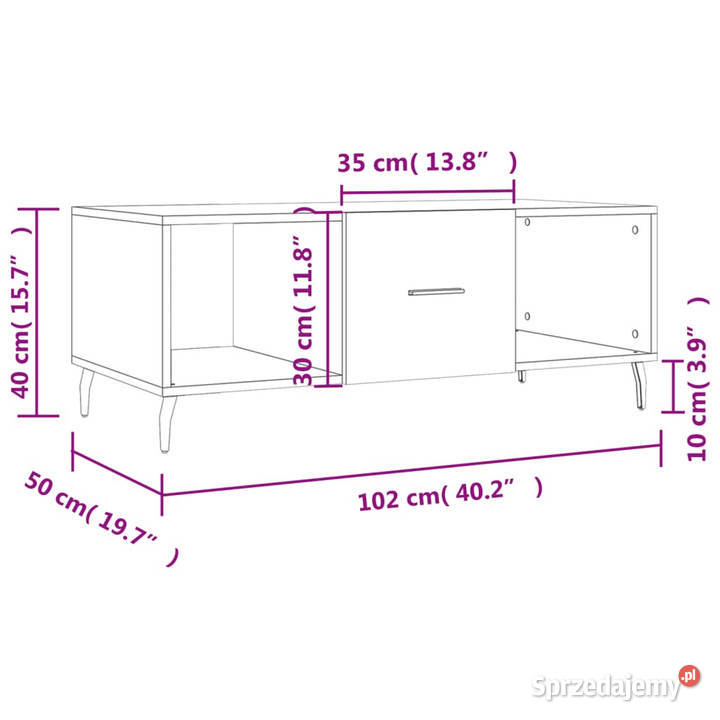 Stolik kawowy dąb sonoma 102x50x40 materiał Warszawa