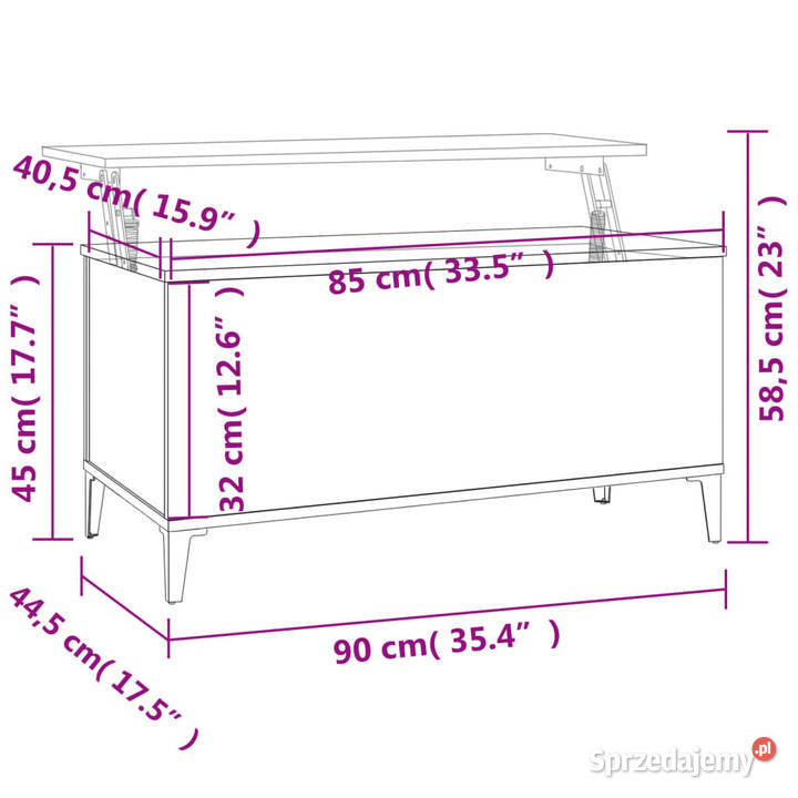 Stolik kawowy biały 90x445x45 materiał