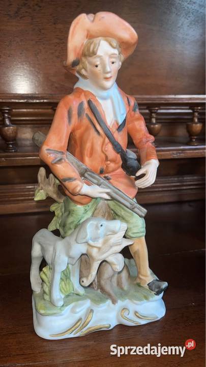 Figurka myśliwego z psem Bez sygnatury Piękna Gdańsk sprzedam